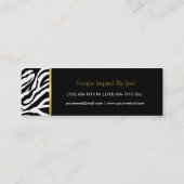 モダンで黒く及び白いシマウマは金ゴールドと縞で飾ります スキニー名刺 (裏面)