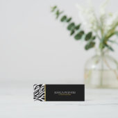 モダンで黒く及び白いシマウマは金ゴールドと縞で飾ります スキニー名刺 (スタンド正面)