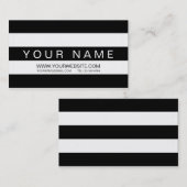 モダンで黒く及び白いストライプの 名刺 (正面/裏面)
