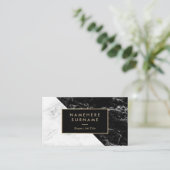 モダンで黒く及び白い大理石の金ゴールドの名刺 名刺 (スタンド正面)