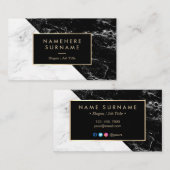 モダンで黒く及び白い大理石の金ゴールドの名刺 名刺 (正面/裏面)