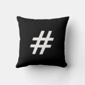 モダンで黒く及び白#ポンドの印(hashtag)ボタン クッション (裏面)