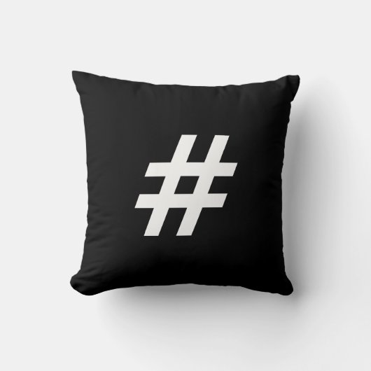 モダンで黒く及び白#ポンドの印(hashtag)ボタン クッション (正面)