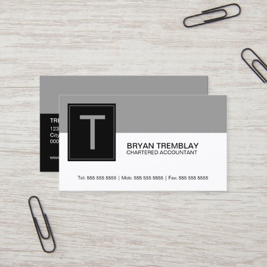 モダンで、はっきりしたなモノグラム 名刺 (正面/裏面インサイチュ)