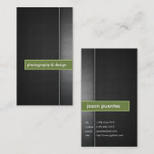 モダンで、ミニマルな黒及びライムグリーンの写真撮影 名刺 (正面/裏面)