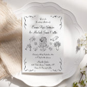 モダンで whimsicalな手描きQRコードのウェディング 招待状