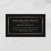 モダンとお洒落、ブラック/金ゴールドバチュラーパーティチケット 名刺 (正面)