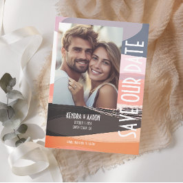 モダンとはっきりしたEdgy Wedding日付を保存 招待状