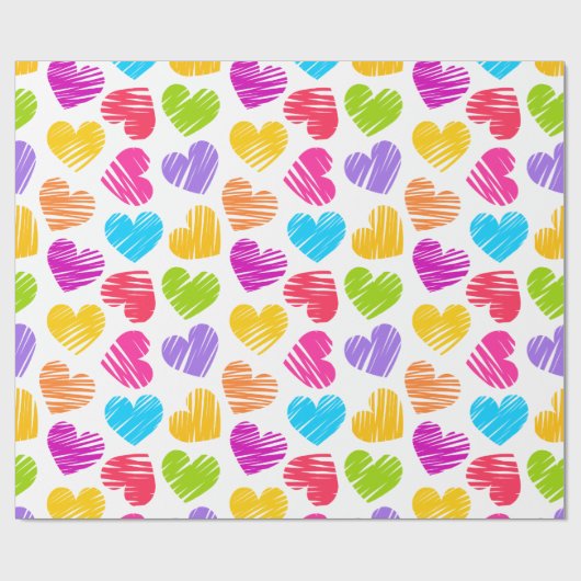 モダンとガーリー鮮やかハート ラッピングペーパー (フラット)
