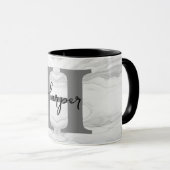 モダンとクラシック大理石モノグラム文字H マグカップ (正面右)