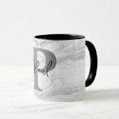 モダンとクラシック大理石モノグラム文字P マグカップ (正面右)