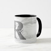 モダンとクラシック大理石モノグラム文字R マグカップ (正面右)