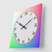モダンとシンプルエレガントパステルカラフルレインボー スクエア壁時計 (傾斜)