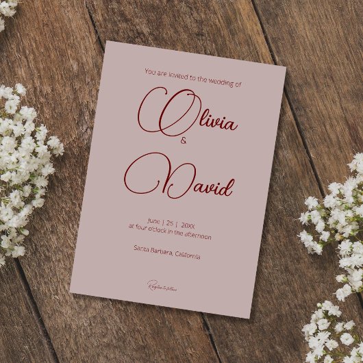 モダンとシンプルバラ結婚の 招待状