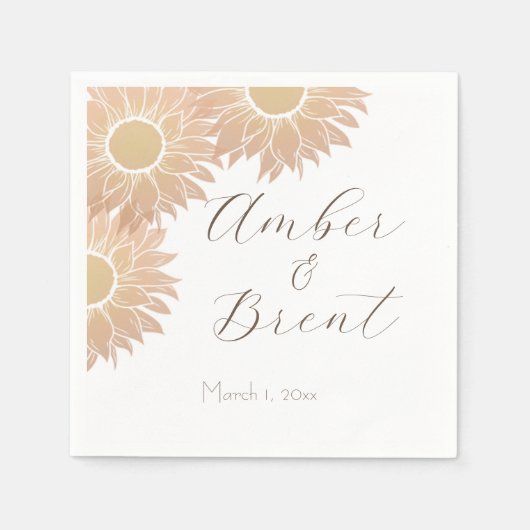モダンとシンプルヒマワリ結婚のカクテルナプキ スタンダードカクテルナプキン (正面)