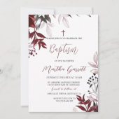 モダンとシンプルブルゴーニュ・ガール・バプテスマ 招待状 (正面)