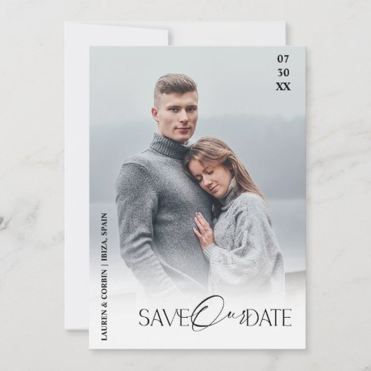 モダンとシンプル写真救Our Date招待状 招待状 (正面)