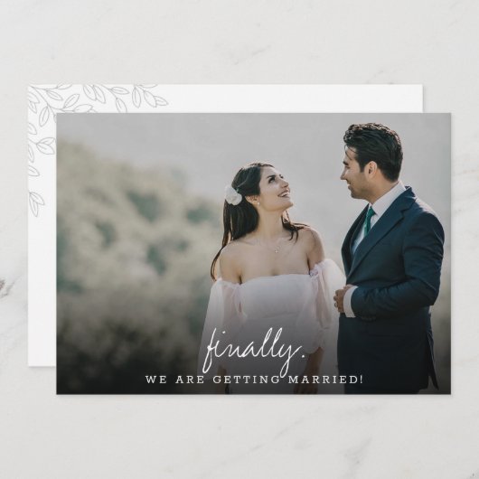 モダンとシンプル最後の書道フラット セーブザデート (正面/裏面)