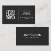 モダンとシンプル黒QRコード 名刺 (正面/裏面)