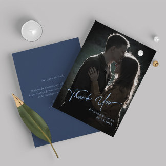 モダンとシンプルScript Photo結婚's Thank You サンキューカード