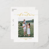 モダンとスクリプエレガントトMerry Christmas Photo 箔シーズンポストカード (正面/裏面)