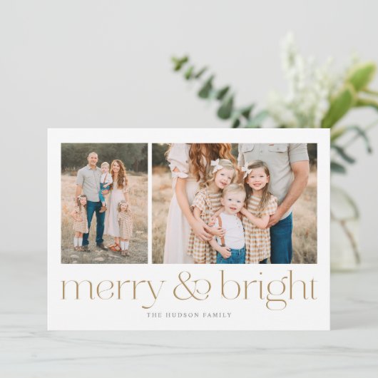 モダンとブメリーライト金ゴールドミニマルホリデーカード シーズンカード (スタンド正面)