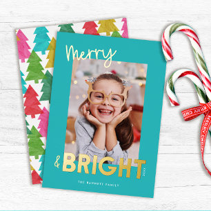 モダンとメリーBright Christmas Photo 箔シーズンカード
