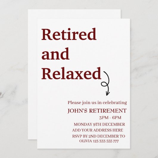 モダンとリラックス退職したは引退おもしろい 招待状 (正面/裏面)