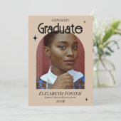 モダンとレトロな写真卒業招待状 招待状 (スタンド正面)