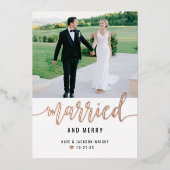 モダンと結婚したメリーの写真結婚バラ金ゴールド 箔シーズンカード (正面)