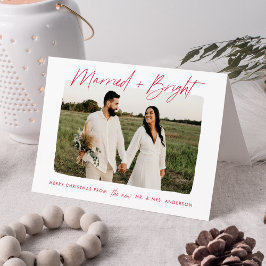 モダンと結婚したBright Red Script Photo シーズンカード
