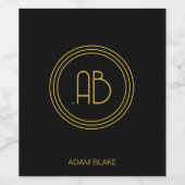 モダンと黒ミニマルと金ゴールド ワインラベル (シングルラベル)