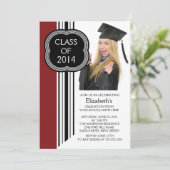 モダンなあずき色の黒い写真の卒業パーティー 招待状 (スタンド正面)