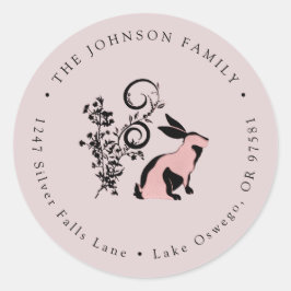 モダンなうさぎのイースター返信先住所ラベル ラウンドシール