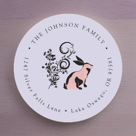 モダンなうさぎのイースター返信先住所ラベル ラウンドシール