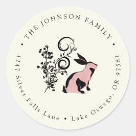 モダンなうさぎのイースター返信先住所 ラウンドシール