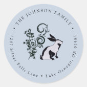 モダンなうさぎのイースター返信先住所 ラウンドシール (正面)