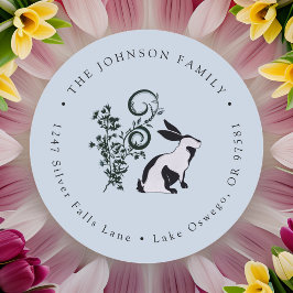 モダンなうさぎのイースター返信先住所 ラウンドシール