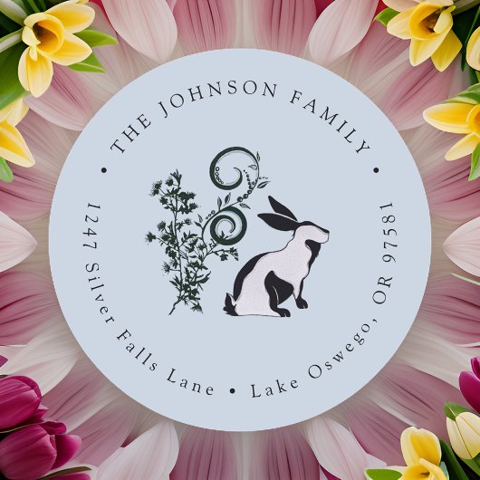 モダンなうさぎのイースター返信先住所 ラウンドシール