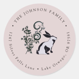 モダンなうさぎのイースター 返信先住所ラベル ラウンドシール