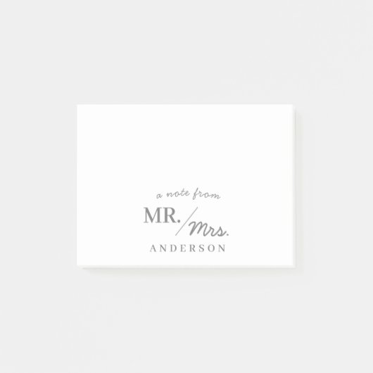 モダンなおしゃれなメモ 新婚のMr. and Mrs. カップルから ポストイット (正面)