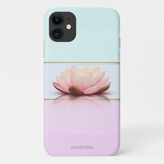 モダンなおしゃれストライプとグラデーションの蓮の花 Case-Mate iPhoneケース (裏面)