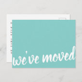 モダンなお引越しのお知らせ ターコイズ色の引越しカード 案内ポストカード (正面/裏面)