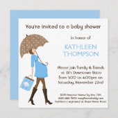 モダンなお母さんのベビーの隆起の男の子のブライダル・シャワー 招待状 (正面/裏面)