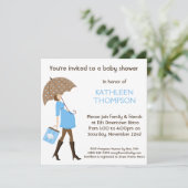 モダンなお母さんのベビーの隆起の男の子のブライダル・シャワー 招待状 (スタンド正面)