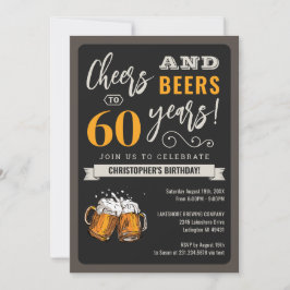 モダンなお祝いとビールの60歳誕生日招待状 招待状