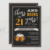 モダンなお祝い チェアーズ＆ビアーズ 21歳の誕生日招待状 招待状 (正面/裏面)