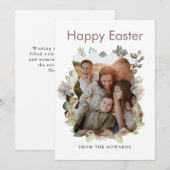 モダンなお花のイースター | Happy Easter フォト シーズンカード (正面/裏面)
