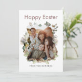 モダンなお花のイースター | Happy Easter フォト シーズンカード (スタンド正面)