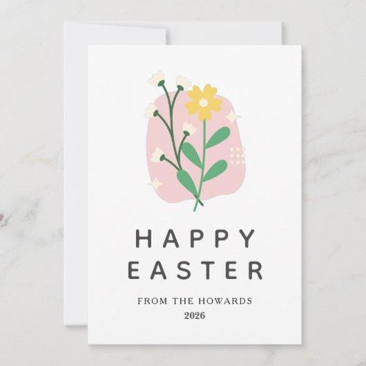 モダンなお花のイースター | Happy Easter フォト シーズンカード (正面)